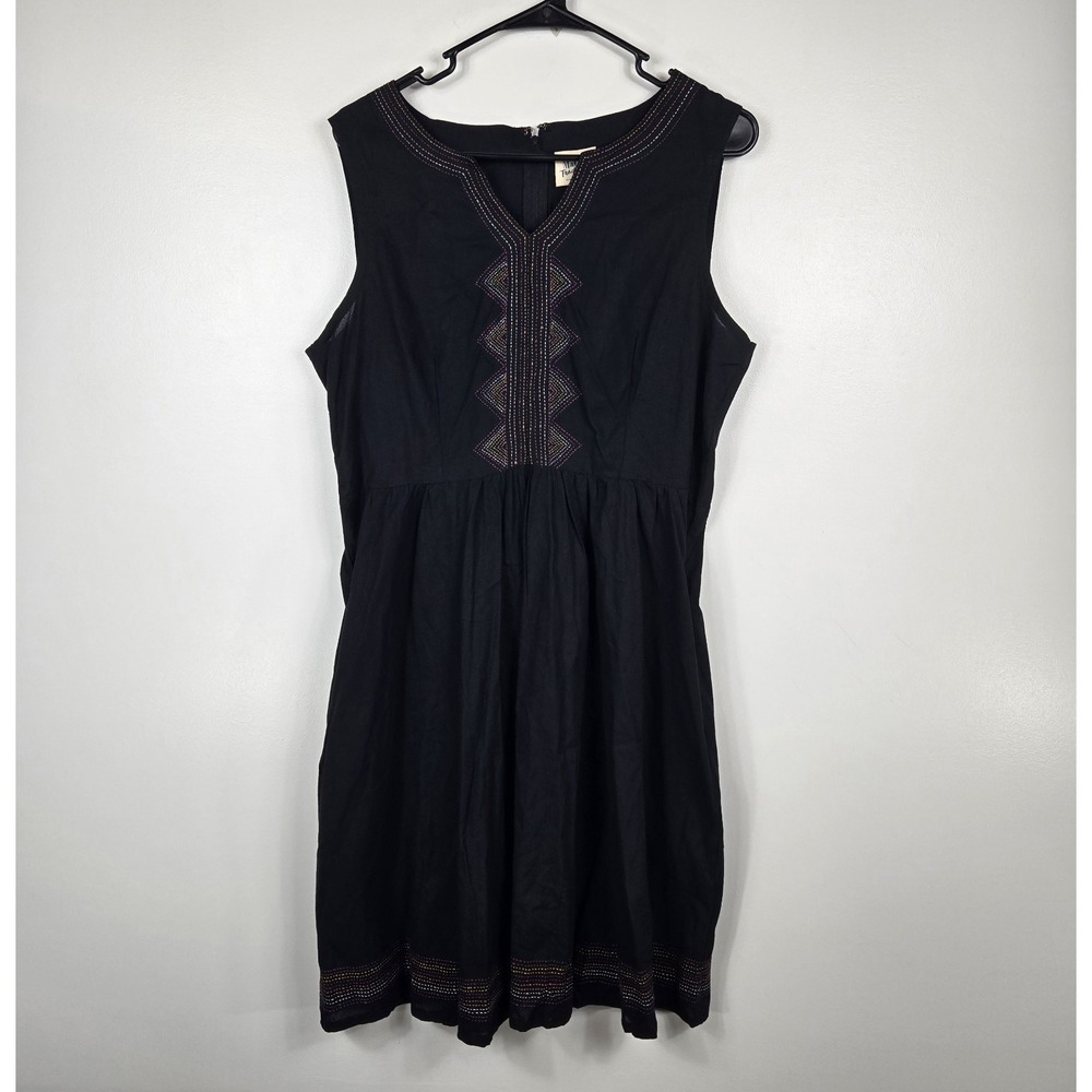 Mata Traders Black Embroidered Sleeveless Dress Womens Large